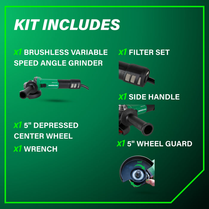 Metabo HPT G13VE2M – 5" Brushless Variable Speed Angle Grinder