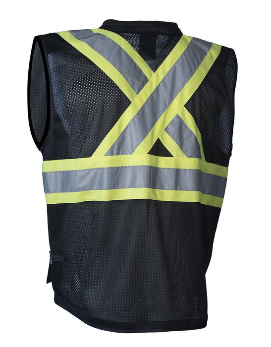 Forcefield 022-TV188BK-S/M – Hi-Vis Mesh Safety Vest, Zipper Front (S/M)