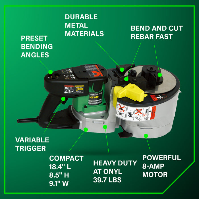 Metabo HPT VB16Y – Portable Rebar Bender & Cutter